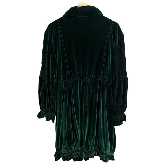 Max Mara Silk Velvet Coat Green Medium Regency Castlecore Witchy - Picture 3 of 11